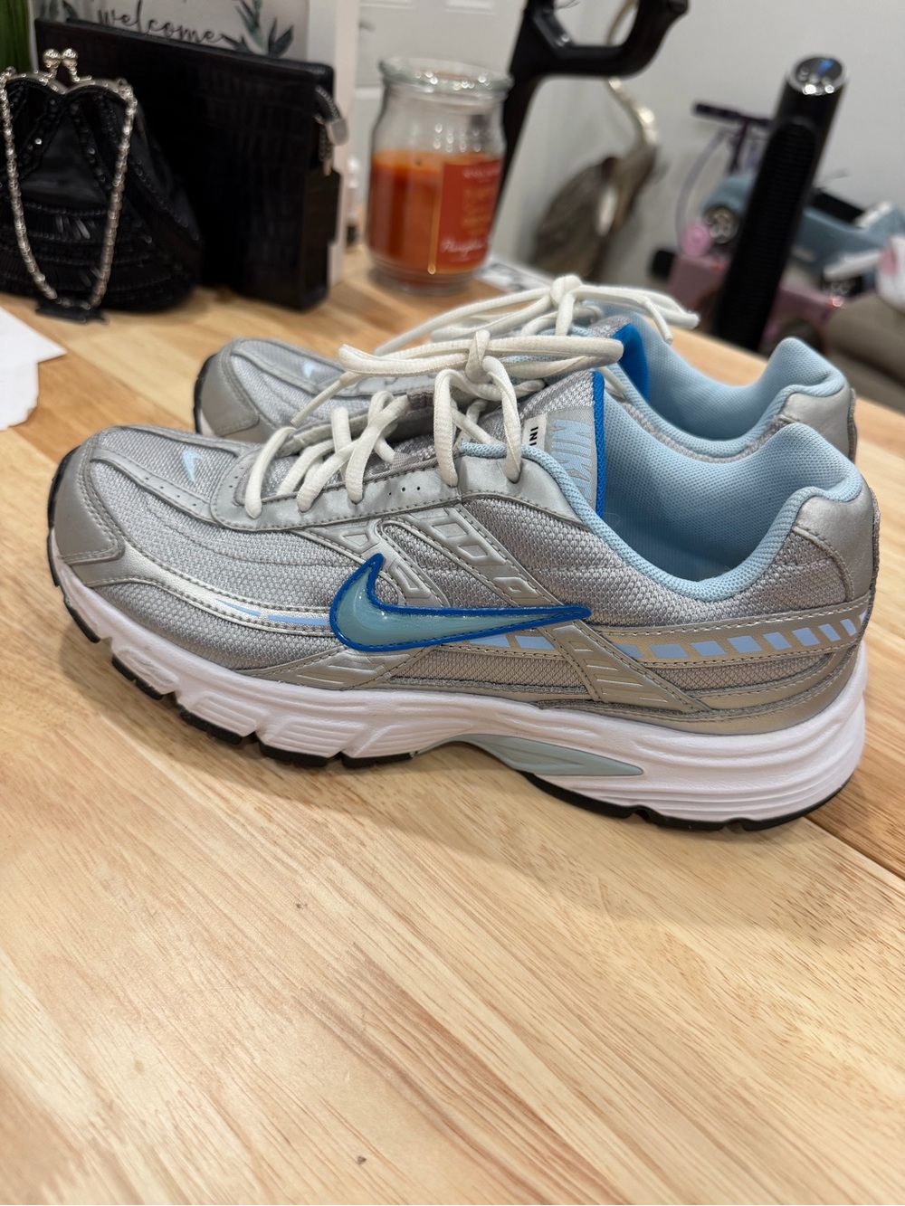 Nike Silver and Light Blue Women's Running Shoes